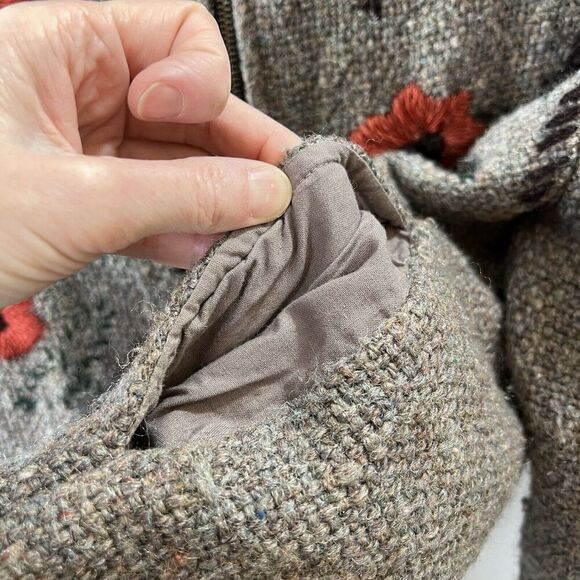 IVY Women’s Wool Blend Embroidered Cardigan Size S Gray Multicolor Floral Artsy - Picture 5 of 9